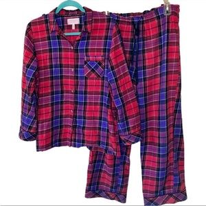 Victoria's Secret Plaid Women's Pajama Set - Red and Purple